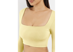 The Giving Movement Long Sleeve Crop Top - Butter Yellow