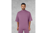 The Giving Movement Super Oversized High Neck Raw Edge T-Shirt - Mauve