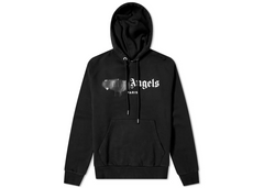Palm Angels Paris Sprayed Logo Hoodie - Black/Black