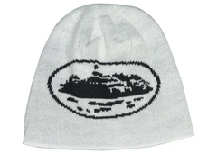 Corteiz Alcatraz Skully Beanie - White