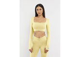 The Giving Movement Long Sleeve Crop Top - Butter Yellow