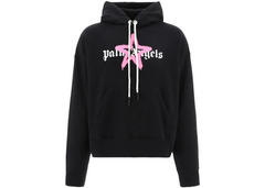 Palm Angels Star Sprayed Logo Hoodie - Black/Pink