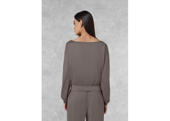 The Giving Movement Oversized Boat Neck Top - Mushroom