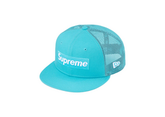 Supreme x New Era Box Logo Mesh Back Hat - Blue (SS23)
