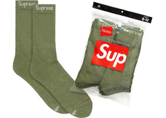 Supreme x Hanes Crew Socks (4 Pack) - Olive (SS22)