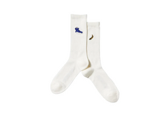 KAWS x Uniqlo Warhol 473504 Socks White (Black With Bannana and Blue Bear)