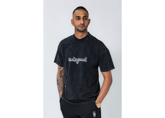 Undrground Black Acid Wash Puff Print Tee