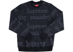 Supreme Jaquard Logo Crewneck Black