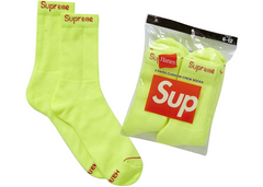 Supreme x Hanes Crew Socks (4 Pack) - Flourescent Yellow (SS23)