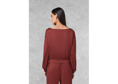 The Giving Movement Oversized Boat Neck Top - Dusky Maroon