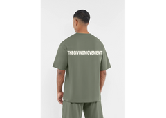 The Giving Movement Oversized Contrast Back Print T-Shirt - Clay
