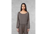 The Giving Movement Oversized Boat Neck Top - Mushroom