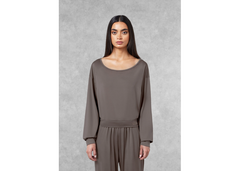The Giving Movement Oversized Boat Neck Top - Mushroom