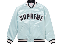 Supreme Mitchell and Ness Arc Varsity Jacket Light Blue