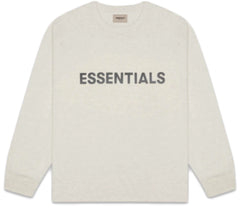 Fear of God Essentials Boxy Long Sleeve T-Shirt Applique Logo Oatmeal/Oatmeal Heather/Light Heather Oatmeal
