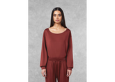 The Giving Movement Oversized Boat Neck Top - Dusky Maroon