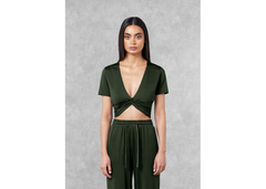 The Giving Movement Fitted Twist Top - Khaki