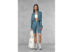 The Giving Movement Regular Fit Striped Cropped Jacket - Elemental Blue