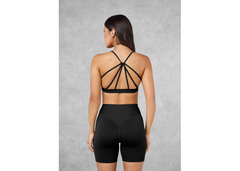 The Giving Movement Strappy Sports Bra - Pitch Black