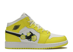 Air Jordan 1 Mid SE GS Rose Patch - Dynamic Yellow