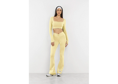 The Giving Movement Long Sleeve Crop Top - Butter Yellow