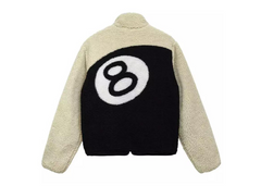 Stussy 8 Ball Sherpa Reversible Jacket - Black/Cream