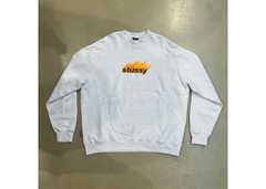 Flames Pigment 50/50 Crewneck - White