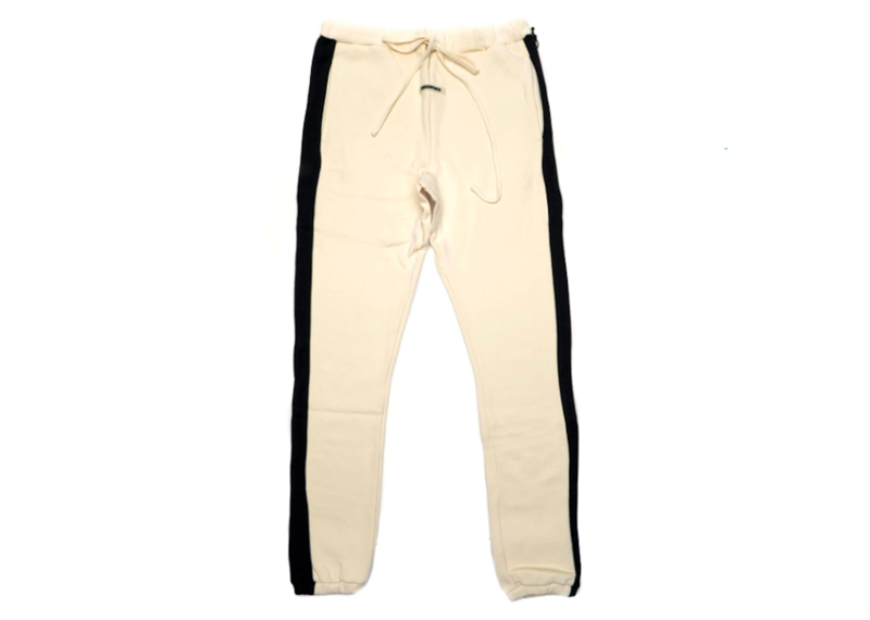 Fear of God Essentials Side Stripe Sweatpant - Cream/Black (FW19)