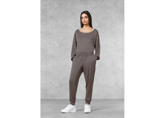 The Giving Movement Oversized Boat Neck Top - Mushroom