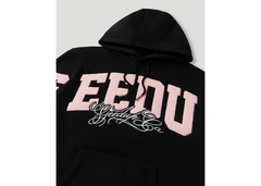 Geedup Co Team Logo Script Hoodie - Black/Dusty Pink