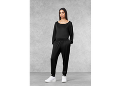 The Giving Movement Oversized Boat Neck Top - Pitch Black