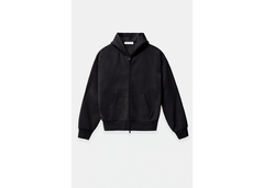 FEAR OF GOD ESSENTIALS CLASSIC FLEECE ZIP HOODIE - JET BLACK (SS25)