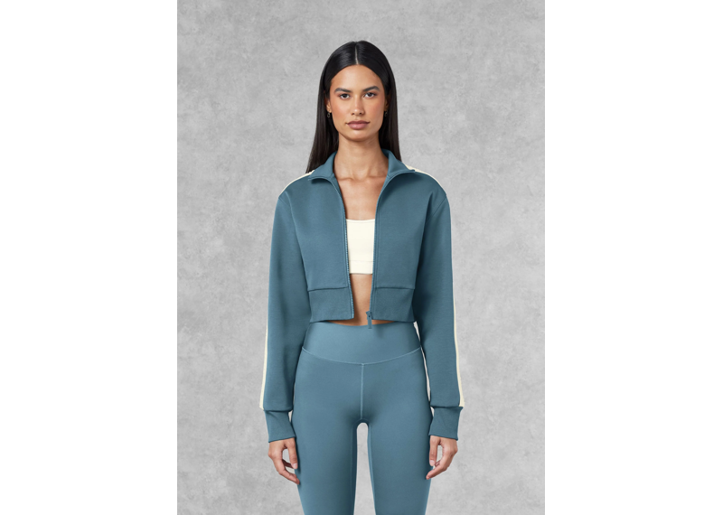 The Giving Movement Regular Fit Striped Cropped Jacket - Elemental Blue