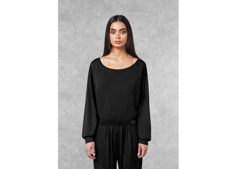 The Giving Movement Oversized Boat Neck Top - Pitch Black