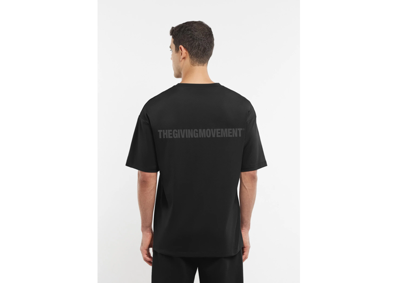 The Giving Movement Oversized Tonal Back Print T- Shirt - Pitch Black