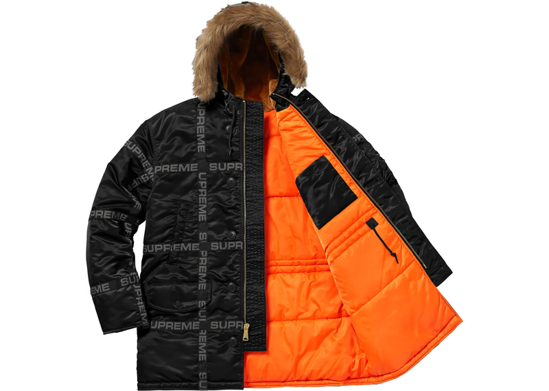 Supreme Logo Tape N-3B Parka Black