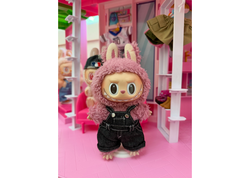 Labubu Outfit Black Overalls