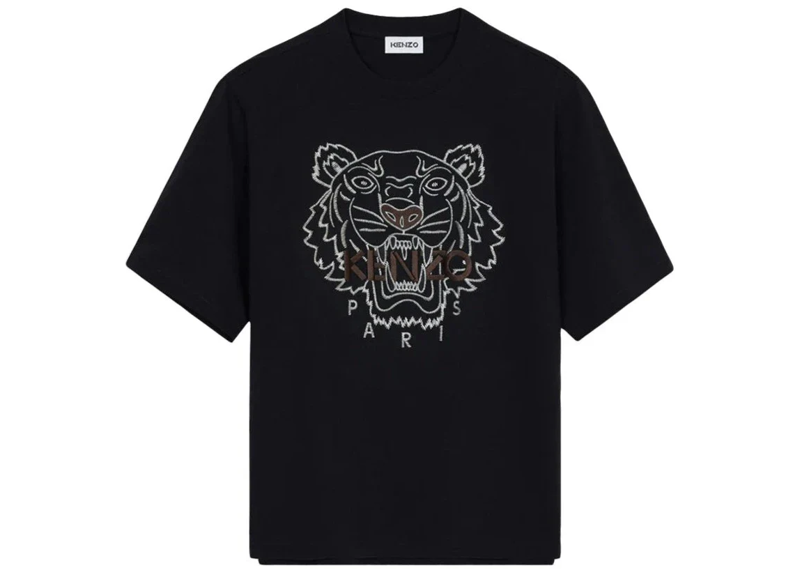 Kenzo Oversized Embroidered Tiger T-Shirt - Black/Brown