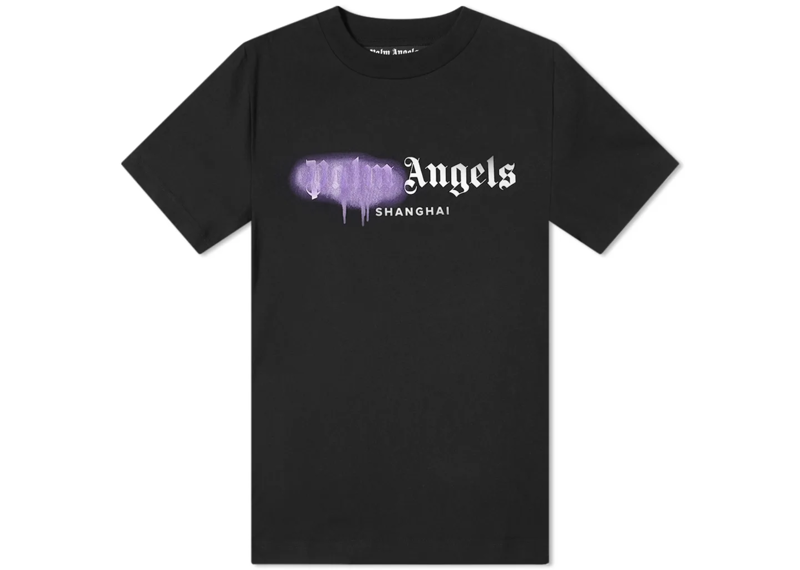 Palm Angels Shanghai Sprayed Logo T-Shirt - Black/Light Purple