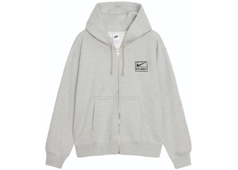 Nike x Stussy Fleece Zip Hoodie - Grey Heather (FW23)