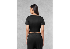 The Giving Movement Fitted Twist Top - Pitch Black