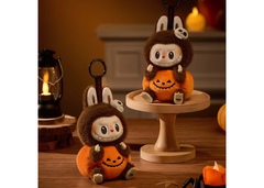 Pop Mart Labubu Happy Halloween Party Series-Sitting Pumpkin Vinyl Plush Pendant
