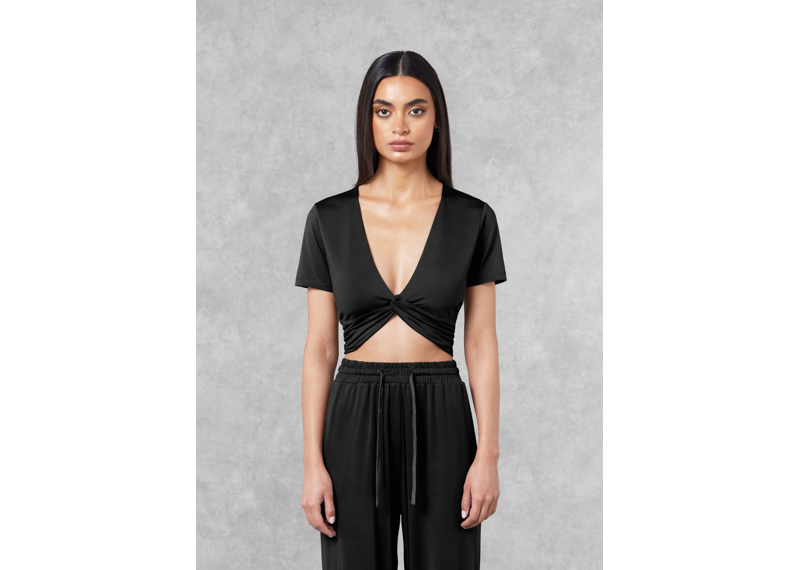 The Giving Movement Fitted Twist Top - Pitch Black