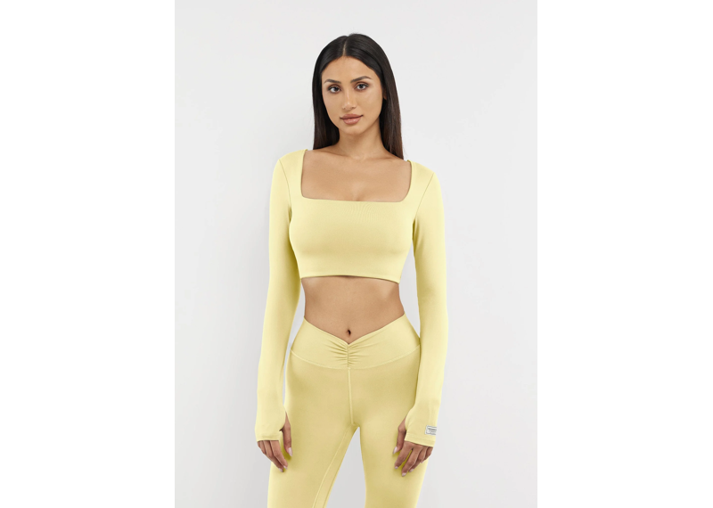 The Giving Movement Long Sleeve Crop Top - Butter Yellow