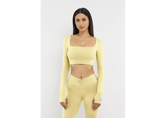 The Giving Movement Long Sleeve Crop Top - Butter Yellow