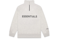 Fear of God Essentials Half Zip Pullover Sweater - Light Heather Oatmeal (FW20)