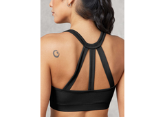 The Giving Movement Cut Out Zip Bra - Pitch Black