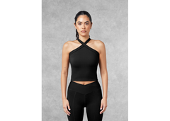 The Giving Movement Halter Neck Top - Pitch Black