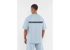 The Giving Movement Oversized Contrast Back Print T-Shirt - Powder Blue