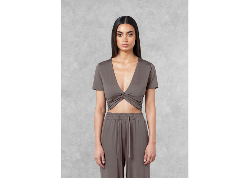 The Giving Movement Fitted Twist Top - Mushroom